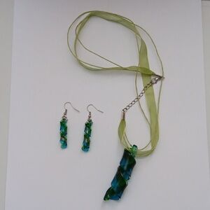 Murano Style Glass Necklace and Earrings